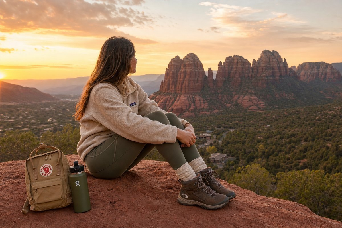 Sedona Arizona red rock formations at sunset with dramatic desert landscape