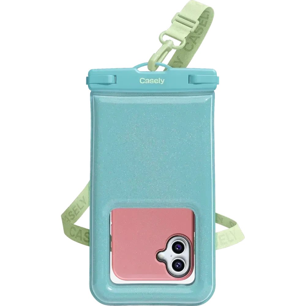 AquaBuddy | Aquamarine Ocean Blue Shimmer Waterproof Phone Pouch