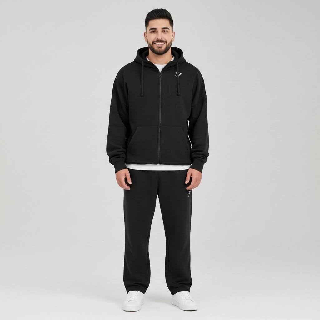 Mens Gymshark Crest Oversized Zip Up Hoodie